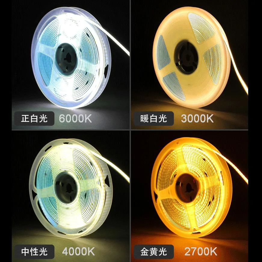 2022 New Develop Economical Durable 336LEDs/M DC24V 8mm 8W/M 3000K 6000K Flexible COB LED Strip