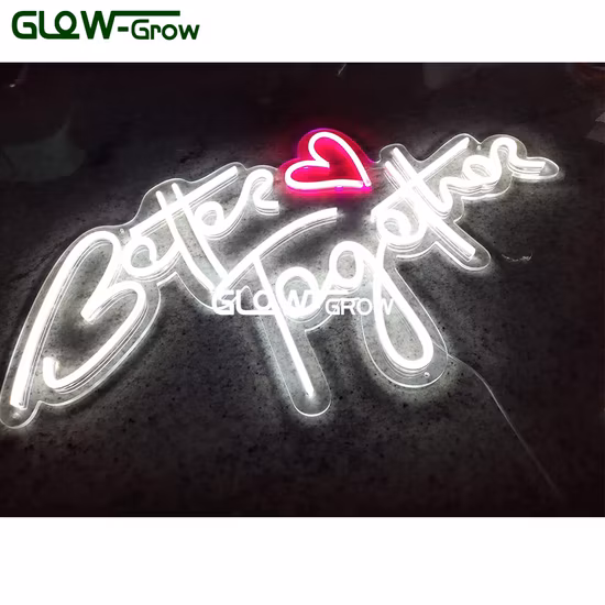Luce al neon a LED per decorazione della stanza della festa nuziale a forma di cuore bianco e blu